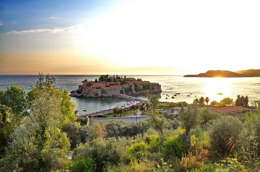 Old town of Sveti Stefan in Montenegro