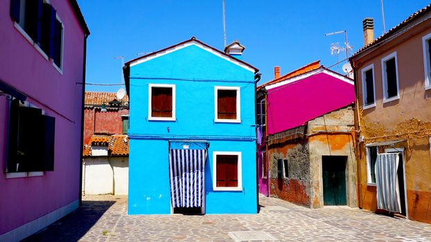 Burano island colorful building architecture, Venice, Italy