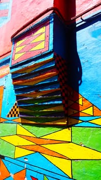 colorful pattern wall in Burano island, Venice, Italy