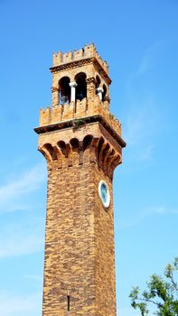 clock tower landmark in Murano, Venice, Italy