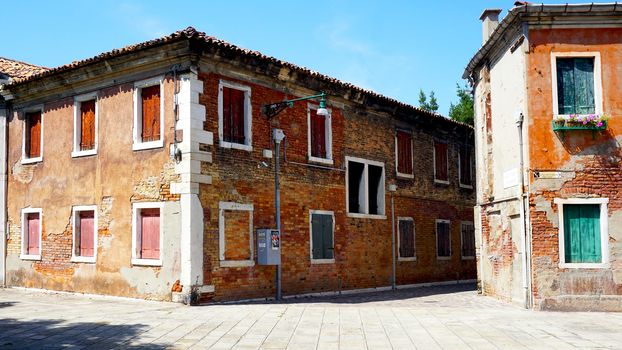 old brick building architecture in Murano, Venice, Italy