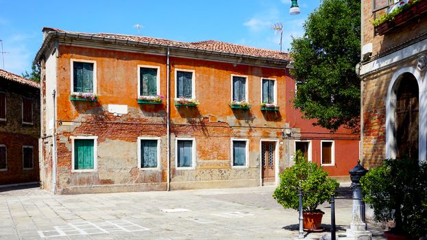 old house building architecture in Murano, Venice, Italy