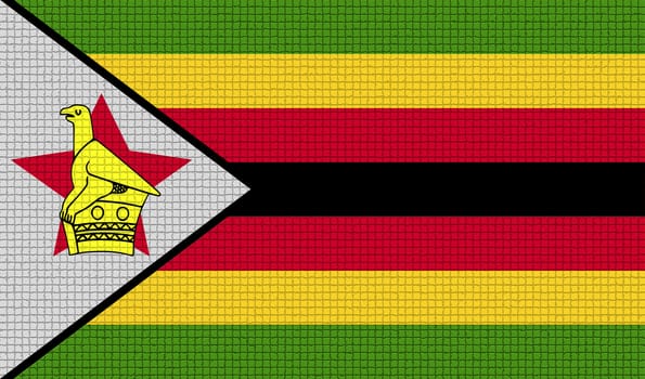 Flags of Zimbabwe with abstract textures. Rasterized version