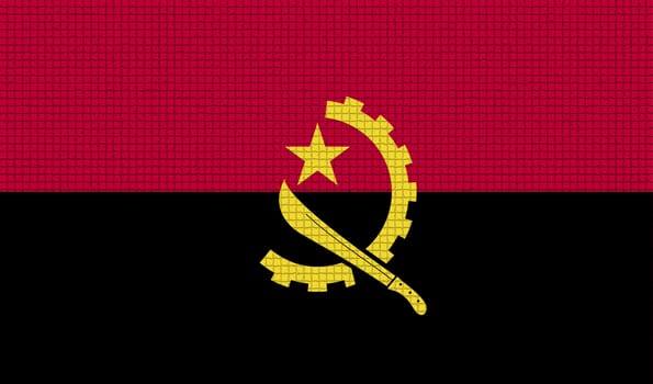 Flags of Angola with abstract textures. Rasterized version