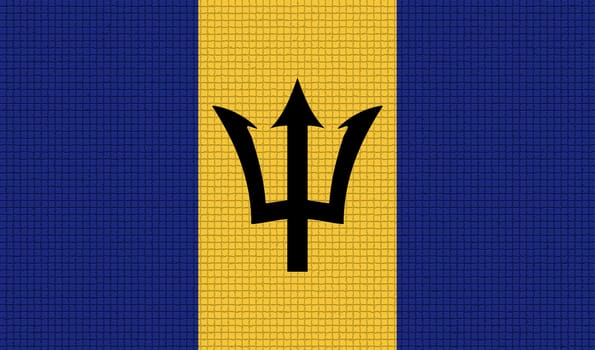 Flags of Barbados with abstract textures. Rasterized version