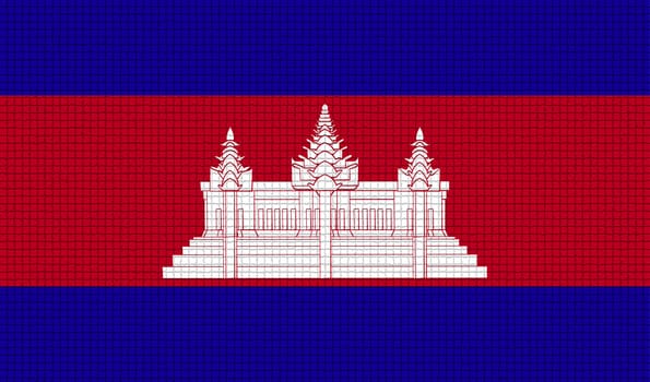 Flags of Cambodia with abstract textures. Rasterized version