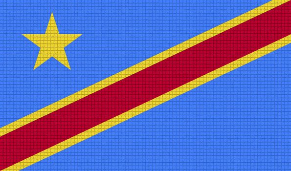 Flags of Congo Democratic Republic with abstract textures. Rasterized version