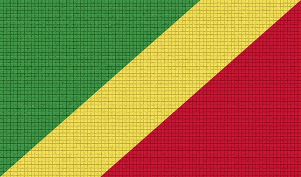 Flags of Congo Republic with abstract textures. Rasterized version