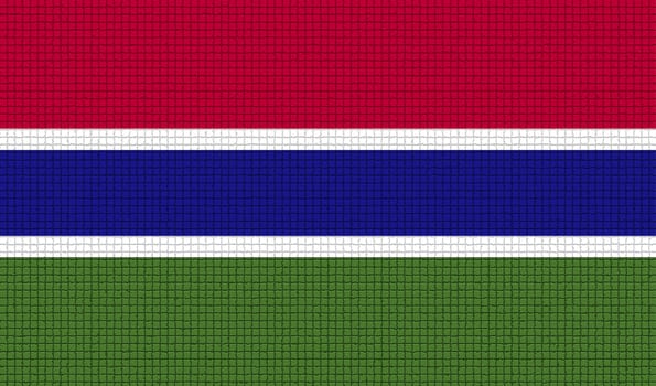 Flags of Gambia with abstract textures. Rasterized version