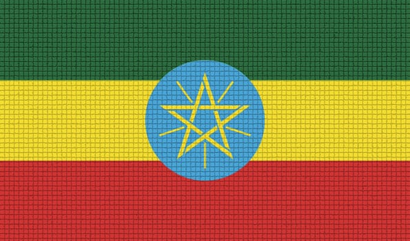Flags of Ethiopia with abstract textures. Rasterized version