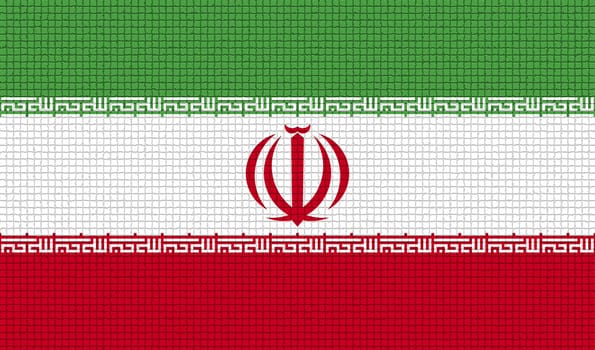 Flags of Iran with abstract textures. Rasterized version