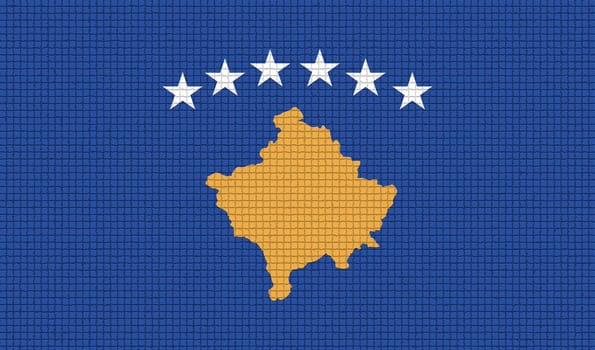 Flags of Kosovo with abstract textures. Rasterized version