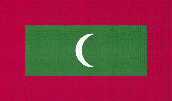 Flags of Maldives with abstract textures. Rasterized version