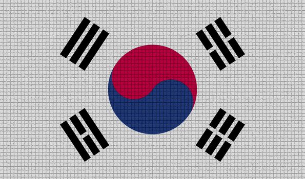 Flags of Korea South with abstract textures. Rasterized version