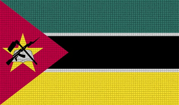 Flags of Mozambique with abstract textures. Rasterized version