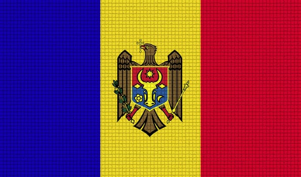 Flags of Moldova with abstract textures. Rasterized version