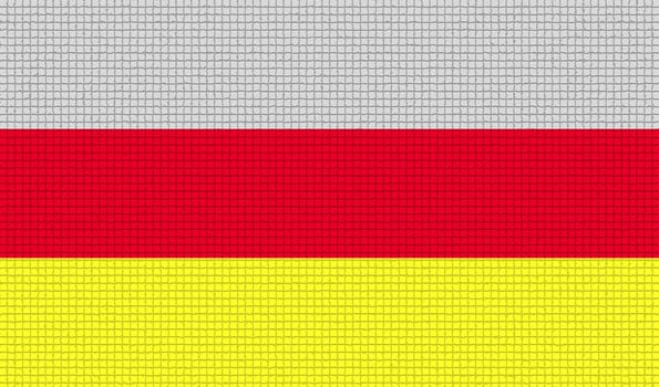 Flags of North Ossetia with abstract textures. Rasterized version