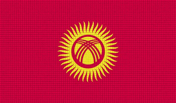 Flags of Kyrgyzstan with abstract textures. Rasterized version