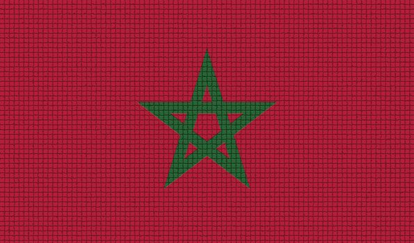 Flags of Morocco with abstract textures. Rasterized version
