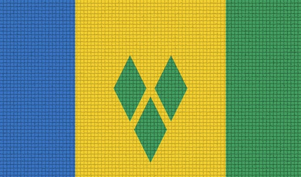 Flags of Saint Vincent and Grenadines with abstract textures. Rasterized version