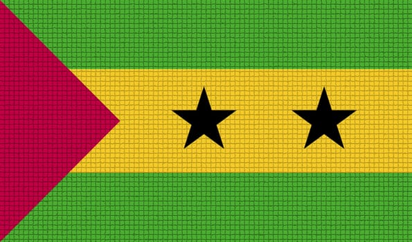 Flags of Sao Tome and Principe with abstract textures. Rasterized version