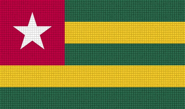 Flags of Togo with abstract textures. Rasterized version