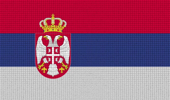 Flags of Serbia with abstract textures. Rasterized version