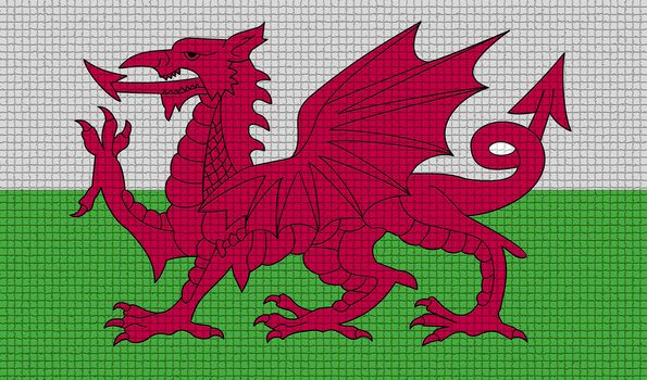 Flags of Wales with abstract textures. Rasterized version