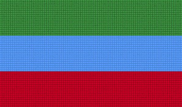 Flags of Dagestan with abstract textures. Rasterized version