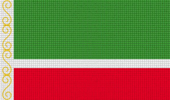 Flags of Chechen Republic with abstract textures. Rasterized version