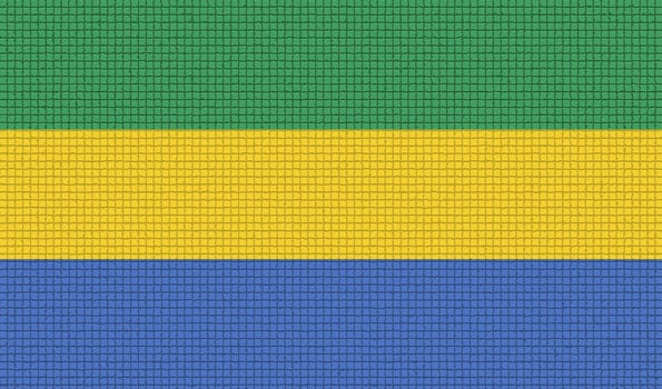 Flags of Gabon with abstract textures. Rasterized version