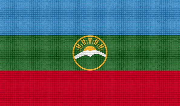 Flags of KarachayCherkessia with abstract textures. Rasterized version
