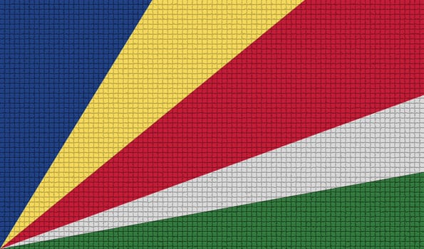 Flags of SEYCHELLES with abstract textures. Rasterized version
