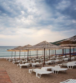 Jaz beach in morning. Budva, Montenegro