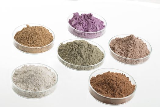 cosmetic clay: yellow, purple, pink, red, white, green for Spa and body care