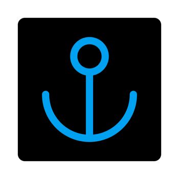 Anchor icon. The icon symbol is drawn with blue and gray colors on a black button isolated on a white background.