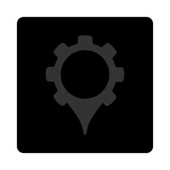 GPS settings icon. The icon symbol is drawn with blue and gray colors on a black button isolated on a white background.