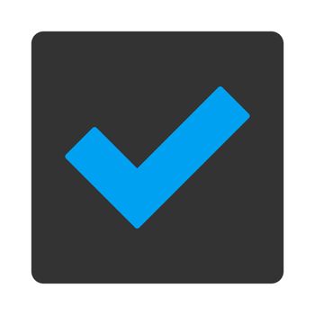 Accept icon. This flat rounded square button uses white and gray colors and isolated on a white background.