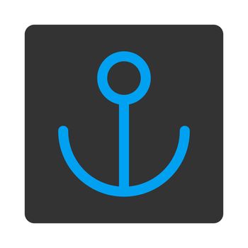 Anchor icon. This flat rounded square button uses white and gray colors and isolated on a white background.
