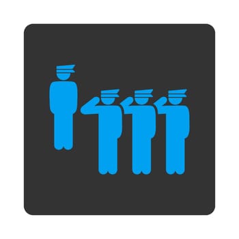 Army icon. This flat rounded square button uses white and gray colors and isolated on a white background.