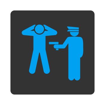 Arrest icon. This flat rounded square button uses white and gray colors and isolated on a white background.
