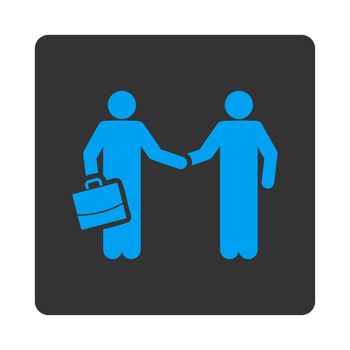 Contract icon. This flat rounded square button uses white and gray colors and isolated on a white background.