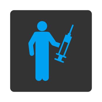 Drug dealer icon. This flat rounded square button uses white and gray colors and isolated on a white background.