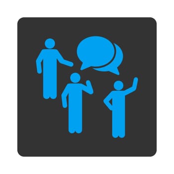 Forum icon. This flat rounded square button uses white and gray colors and isolated on a white background.