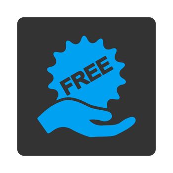 Free present icon. This flat rounded square button uses white and gray colors and isolated on a white background.