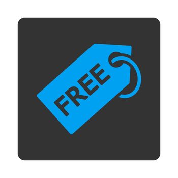 Free tag icon. This flat rounded square button uses white and gray colors and isolated on a white background.