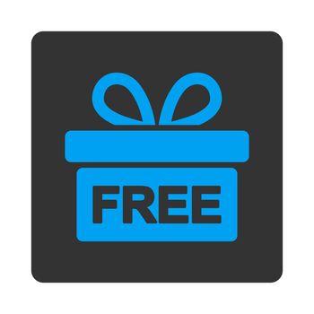 Gift icon. This flat rounded square button uses white and gray colors and isolated on a white background.
