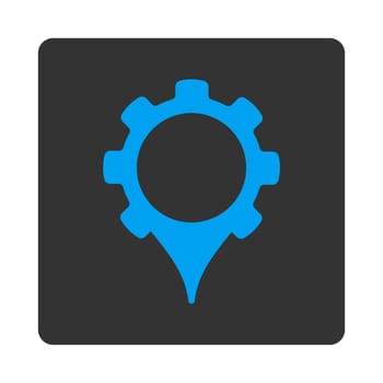 GPS settings icon. This flat rounded square button uses white and gray colors and isolated on a white background.