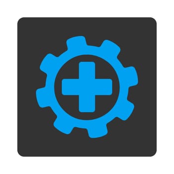 Medical settings icon. This flat rounded square button uses white and gray colors and isolated on a white background.