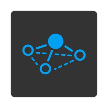 Molecule icon. This flat rounded square button uses white and gray colors and isolated on a white background.